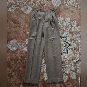 High Waisted Pleaded Brown Wool Trousers